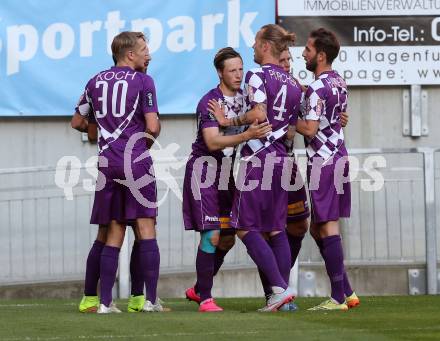 Fussball Sky Go Erste Liga. SK Austria Klagenfurt gegen FC Wacker Innsbruck. Torjubel Austria. KLagenfurt, am 20.5.2016.
Foto: Kuess
---
pressefotos, pressefotografie, kuess, qs, qspictures, sport, bild, bilder, bilddatenbank