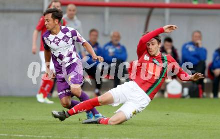 Fussball Sky Go Erste Liga. SK Austria Klagenfurt gegen FC Wacker Innsbruck. Eric zachhuber,  (Klagenfurt), Armin Hamzic (FC Wacker Innsbruck). Klagenfurt, am 20.5.2016.
Foto: Kuess
---
pressefotos, pressefotografie, kuess, qs, qspictures, sport, bild, bilder, bilddatenbank