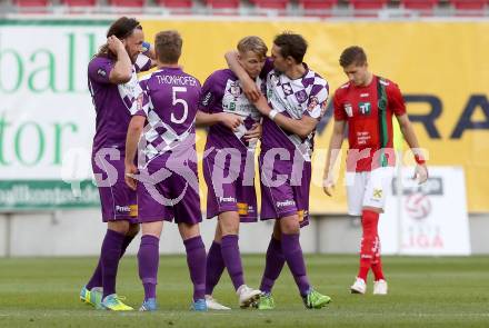 Fussball Sky Go Erste Liga. SK Austria Klagenfurt gegen FC Wacker Innsbruck. Torjubel  (Klagenfurt). Klagenfurt, am 20.5.2016.
Foto: Kuess
---
pressefotos, pressefotografie, kuess, qs, qspictures, sport, bild, bilder, bilddatenbank