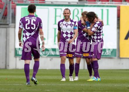 Fussball Sky Go Erste Liga. SK Austria Klagenfurt gegen FC Wacker Innsbruck. Torjubel  (Klagenfurt). Klagenfurt, am 20.5.2016.
Foto: Kuess
---
pressefotos, pressefotografie, kuess, qs, qspictures, sport, bild, bilder, bilddatenbank