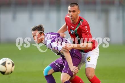 Fussball Sky Go Erste Liga. SK Austria Klagenfurt gegen FC Wacker Innsbruck. Fabian Mieseboeck,  (Klagenfurt), Christoph Kobleder (FC Wacker Innsbruck). Klagenfurt, am 20.5.2016.
Foto: Kuess
---
pressefotos, pressefotografie, kuess, qs, qspictures, sport, bild, bilder, bilddatenbank