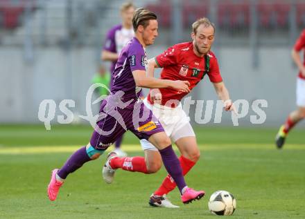 Fussball Sky Go Erste Liga. SK Austria Klagenfurt gegen FC Wacker Innsbruck. Fabian Miesenboeck,  (Klagenfurt), Danijel Micic (FC Wacker Innsbruck). Klagenfurt, am 20.5.2016.
Foto: Kuess
---
pressefotos, pressefotografie, kuess, qs, qspictures, sport, bild, bilder, bilddatenbank