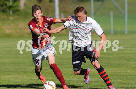 Fussball Unterliga Ost. Ludmannsdorf gegen Poggersdorf. Miralem Ramic, (Ludmannsdorf),  Ziga Bokal (Poggersdorf). Ludmannsdorf, am 22.5.2016.
Foto: Kuess
---
pressefotos, pressefotografie, kuess, qs, qspictures, sport, bild, bilder, bilddatenbank