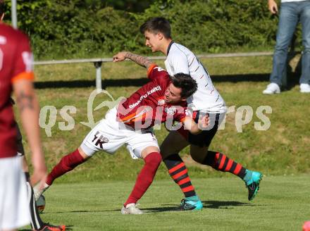 Fussball Unterliga Ost. Ludmannsdorf gegen Poggersdorf. Fabio Csyz,  (Ludmannsdorf), Maximilian Jordan (Poggersdorf). Ludmannsdorf, am 22.5.2016.
Foto: Kuess
---
pressefotos, pressefotografie, kuess, qs, qspictures, sport, bild, bilder, bilddatenbank