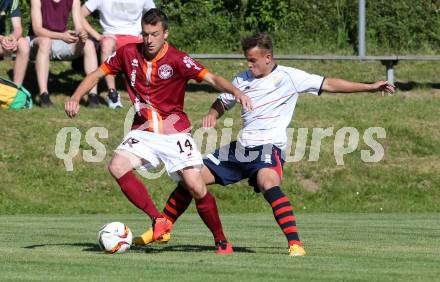 Fussball Unterliga Ost. Ludmannsdorf gegen Poggersdorf. Patrick Quantschnig, (Ludmannsdorf), Andreas Karpf (Poggersdorf). Ludmannsdorf, am 22.5.2016.
Foto: Kuess
---
pressefotos, pressefotografie, kuess, qs, qspictures, sport, bild, bilder, bilddatenbank