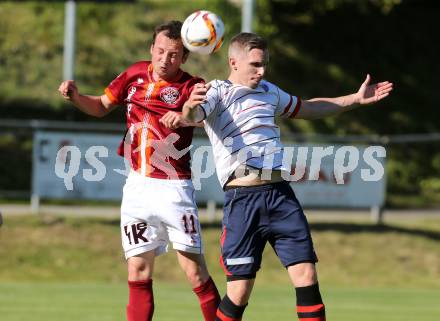 Fussball Unterliga Ost. Ludmannsdorf gegen Poggersdorf. Michael Sablatnik,  (Ludmannsdorf), Christian Fuiko (Poggersdorf). Ludmannsdorf, am 22.5.2016.
Foto: Kuess
---
pressefotos, pressefotografie, kuess, qs, qspictures, sport, bild, bilder, bilddatenbank