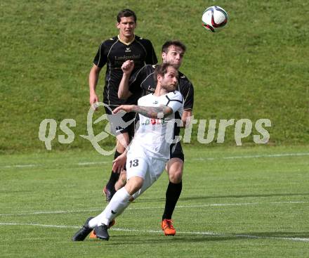 Fussball Kaerntner Liga. Koettmannsdorf gegen Voelkermarkt. Stephan Borovnik,  (Koettmannsdorf), Christopher Sauerschnig (Voelkermarkt). Koettmannsdorf, am 26.5.2016.
Foto: Kuess
---
pressefotos, pressefotografie, kuess, qs, qspictures, sport, bild, bilder, bilddatenbank