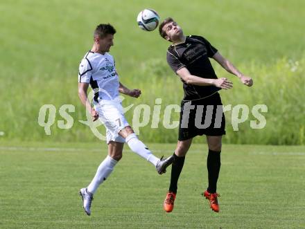 Fussball Kaerntner Liga. Koettmannsdorf gegen Voelkermarkt. Stephan Borovnik,  (Koettmannsdorf), Hrvoje Jakovljevic (Voelkermarkt). Koettmannsdorf, am 26.5.2016.
Foto: Kuess
---
pressefotos, pressefotografie, kuess, qs, qspictures, sport, bild, bilder, bilddatenbank