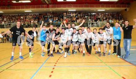 Handball Bundesliga. SC Ferlach gegen HSG Holding Graz. Jubel (Ferlach). Ferlach, am 29.5.2016.
Foto: Kuess
---
pressefotos, pressefotografie, kuess, qs, qspictures, sport, bild, bilder, bilddatenbank