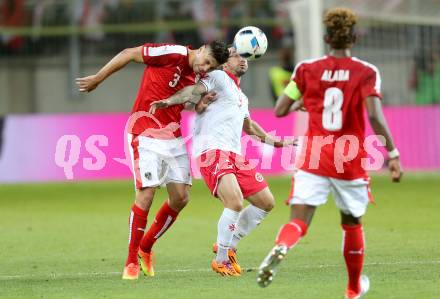 Fussball Laenderspiel Oesterreich gegen Malta. Aleksandar Dragovic, (Oesterreich), Michael Mifsud (Malta). Woerthersee Stadion KLagenfurt, am 31.5.2016.
Foto: Kuess
---
pressefotos, pressefotografie, kuess, qs, qspictures, sport, bild, bilder, bilddatenbank