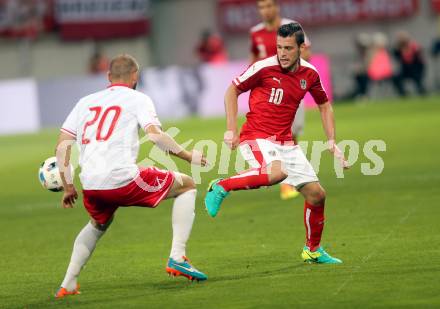 Fussball Laenderspiel Oesterreich gegen Malta. Zlatko Junuzovic,  (Oesterreich), Clifford Baldacchino (Malta). Woerthersee Stadion KLagenfurt, am 31.5.2016.
Foto: Kuess
---
pressefotos, pressefotografie, kuess, qs, qspictures, sport, bild, bilder, bilddatenbank