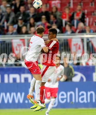 Fussball Laenderspiel Oesterreich gegen Malta. Ruben Okotie, (Oesterreich), Andrei Agius (Malta). Woerthersee Stadion KLagenfurt, am 31.5.2016.
Foto: Kuess
---
pressefotos, pressefotografie, kuess, qs, qspictures, sport, bild, bilder, bilddatenbank