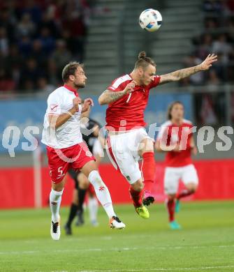 Fussball Laenderspiel Oesterreich gegen Malta. Marko Arnautovic,  (Oesterreich), Andrei Agius (Malta). Woerthersee Stadion KLagenfurt, am 31.5.2016.
Foto: Kuess
---
pressefotos, pressefotografie, kuess, qs, qspictures, sport, bild, bilder, bilddatenbank