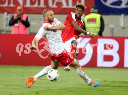 Fussball Laenderspiel Oesterreich gegen Malta. David Alaba,  (Oesterreich), Clifford Baldacchino (Malta). Woerthersee Stadion KLagenfurt, am 31.5.2016.
Foto: Kuess
---
pressefotos, pressefotografie, kuess, qs, qspictures, sport, bild, bilder, bilddatenbank