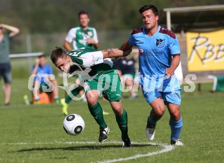 Fussball Unterliga Ost. Woelfnitz gegen Ludmannsdorf. Michael Schneider,  (Woelfnitz), Gerfried Einspieler (Ludmannsdorf). Woelfnitz, am 28.5.2016.
Foto: Kuess
---
pressefotos, pressefotografie, kuess, qs, qspictures, sport, bild, bilder, bilddatenbank