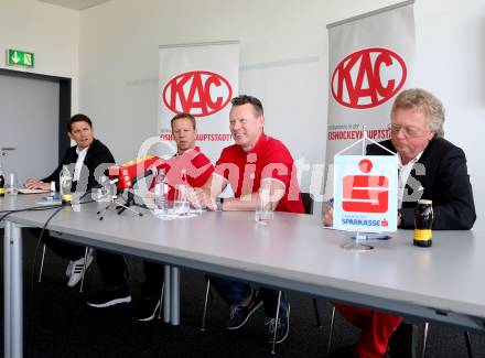 EBEL. Eishockey Bundesliga. KAC. Oliver Pilloni, Patric Wener, Pellegrims Mike, Dietmar Krenn (KAC). Klagenfurt, am 9.5.2016.
Foto: Kuess 
---
pressefotos, pressefotografie, kuess, qs, qspictures, sport, bild, bilder, bilddatenbank