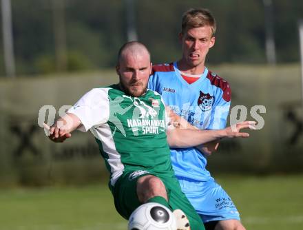 Fussball Unterliga Ost. Woelfnitz gegen Ludmannsdorf. Stefan Kobald, (Woelfnitz), Jernej Smukavec (Ludmannsdorf). Woelfnitz, am 28.5.2016.
Foto: Kuess
---
pressefotos, pressefotografie, kuess, qs, qspictures, sport, bild, bilder, bilddatenbank