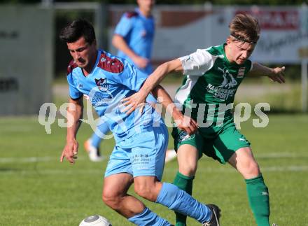 Fussball Unterliga Ost. Woelfnitz gegen Ludmannsdorf. Michael Schneider, (Woelfnitz), Julian Hobel (Ludmannsdorf). Woelfnitz, am 28.5.2016.
Foto: Kuess
---
pressefotos, pressefotografie, kuess, qs, qspictures, sport, bild, bilder, bilddatenbank