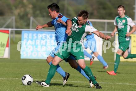 Fussball Unterliga Ost. Woelfnitz gegen Ludmannsdorf. Michael Schneider,  (Woelfnitz), Gerfried Einspieler (Ludmannsdorf). Woelfnitz, am 28.5.2016.
Foto: Kuess
---
pressefotos, pressefotografie, kuess, qs, qspictures, sport, bild, bilder, bilddatenbank