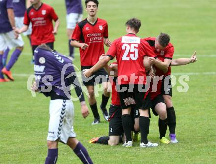 Fussball Kaerntner Liga. Maria Saal gegen Globasnitz. Torjubel Daniel Barrazutti, (Maria Saal). Maria Saal, am 11.6.2016.
Foto: Kuess
---
pressefotos, pressefotografie, kuess, qs, qspictures, sport, bild, bilder, bilddatenbank