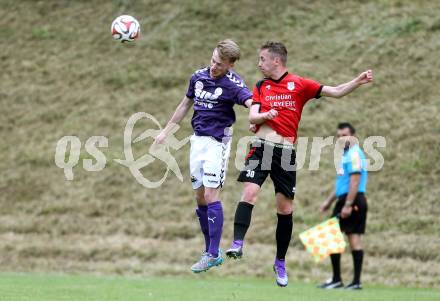 Fussball Kaerntner Liga. Maria Saal gegen Globasnitz. Christof Reichmann,  (Maria Saal), Daniel Heinrich Leitner (Globasnitz). Maria Saal, am 11.6.2016.
Foto: Kuess
---
pressefotos, pressefotografie, kuess, qs, qspictures, sport, bild, bilder, bilddatenbank