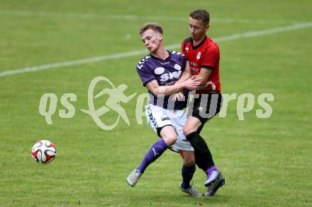 Fussball Kaerntner Liga. Maria Saal gegen Globasnitz. Christof Reichmann,  (Maria Saal), Daniel Heinrich Leitner (Globasnitz). Maria Saal, am 11.6.2016.
Foto: Kuess
---
pressefotos, pressefotografie, kuess, qs, qspictures, sport, bild, bilder, bilddatenbank