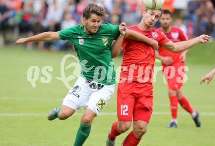 Fussball OEFB Cup. 1. Runde. ATUS Ferlach gegen Austria Lustenau. Alexander Krainer, (Ferlach),  Peter Haring  (Lustenau). Ferlach, am 16.7.2016.
Foto: Kuess
---
pressefotos, pressefotografie, kuess, qs, qspictures, sport, bild, bilder, bilddatenbank