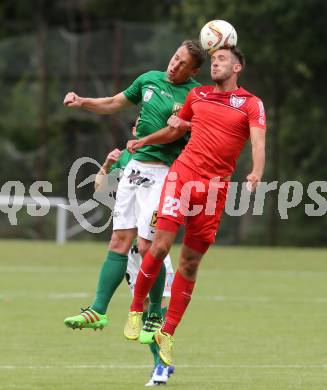 Fussball OEFB Cup. 1. Runde. ATUS Ferlach gegen Austria Lustenau. Petar Maric, (Ferlach),  Christoph Stueckler  (Lustenau). Ferlach, am 16.7.2016.
Foto: Kuess
---
pressefotos, pressefotografie, kuess, qs, qspictures, sport, bild, bilder, bilddatenbank