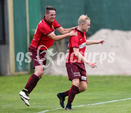 Fussball. Regionalliga. ATSV Wolfsberg gegen SPG FC Pasching/LASK Juniors. Torjubel Marcel Maximilian Stoni, Fabian Hafner (ATSV Wolfsberg). Wolfsberg, 22.7.2016.
Foto: Kuess
---
pressefotos, pressefotografie, kuess, qs, qspictures, sport, bild, bilder, bilddatenbank