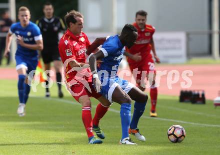 Fussball. Freundschaftsspiel. Udinese Calcio (IT) gegen Union Berlin (DE). Seko Mohamed Fofana (Udinese Calcio), Stephan Fuerstner  (Union Berlin). Villach, 17.7.2016.
Foto: Kuess
---
pressefotos, pressefotografie, kuess, qs, qspictures, sport, bild, bilder, bilddatenbank