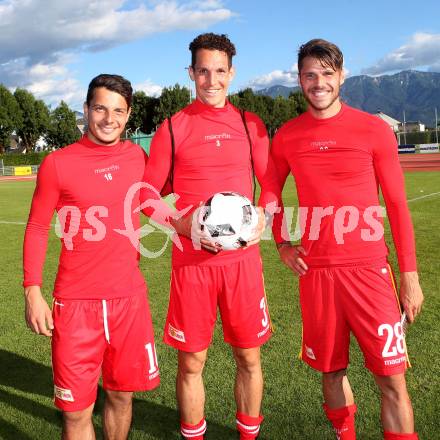 Fussball. Freundschaftsspiel. Udinese Calcio (IT) gegen Union Berlin (DE). Philipp Hosiner, Emanuel Pogatetz, Christopher Trimmel  (Union Berlin). Villach, 17.7.2016.
Foto: Kuess
---
pressefotos, pressefotografie, kuess, qs, qspictures, sport, bild, bilder, bilddatenbank