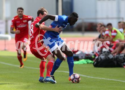 Fussball. Freundschaftsspiel. Udinese Calcio (IT) gegen Union Berlin (DE). Seko Mohamed Fofana (Udinese Calcio),  Stephan Fuerstner (Union Berlin). Villach, 17.7.2016.
Foto: Kuess
---
pressefotos, pressefotografie, kuess, qs, qspictures, sport, bild, bilder, bilddatenbank