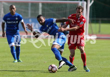 Fussball. Freundschaftsspiel. Udinese Calcio (IT) gegen Union Berlin (DE). Hamdi Harbaoui (Udinese Calcio),  Stephan Fuerstner  (Union Berlin). Villach, 17.7.2016.
Foto: Kuess
---
pressefotos, pressefotografie, kuess, qs, qspictures, sport, bild, bilder, bilddatenbank