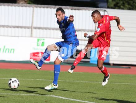 Fussball. Freundschaftsspiel. Udinese Calcio (IT) gegen Union Berlin (DE). Francesco LodiÂ  (Udinese Calcio),  Collin Quaner (Union Berlin). Villach, 17.7.2016.
Foto: Kuess
---
pressefotos, pressefotografie, kuess, qs, qspictures, sport, bild, bilder, bilddatenbank