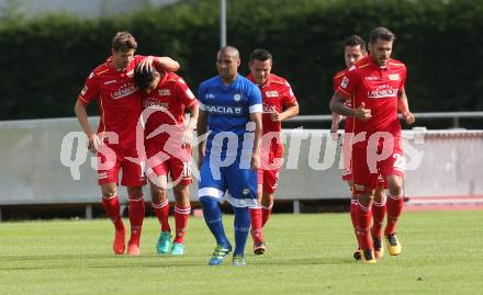 Fussball. Freundschaftsspiel. Udinese Calcio (IT) gegen Union Berlin (DE). Torjubel  (Union Berlin). Villach, 17.7.2016.
Foto: Kuess
---
pressefotos, pressefotografie, kuess, qs, qspictures, sport, bild, bilder, bilddatenbank