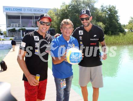 Beach Volleyball Major Series,  Pressekonferenz. Alexander Horst, Hannes Jagerhofer, Clemens Doppler. Klagenfurt, 26.7.2016.
Foto: Kuess
---
pressefotos, pressefotografie, kuess, qs, qspictures, sport, bild, bilder, bilddatenbank