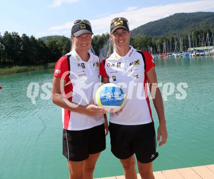 Beach Volleyball Major Series, Pressekonferenz.   Barbara Hansel, Stefanie Schwaiger. Klagenfurt, 26.7.2016.
Foto: Kuess
---
pressefotos, pressefotografie, kuess, qs, qspictures, sport, bild, bilder, bilddatenbank