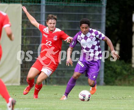 Fussball KFV Cup. KAC 1909 gegen SK Austria Klagenfurt. Danijel Jovic,   (KAC), Sandro Jose Da Silva (Austria Klagenfurt). Klagenfurt, am 26.7.2016.
Foto: Kuess
---
pressefotos, pressefotografie, kuess, qs, qspictures, sport, bild, bilder, bilddatenbank