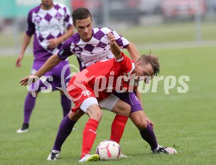 Fussball KFV Cup. KAC 1909 gegen SK Austria Klagenfurt. Tobias Alexander Schaflechner,  (KAC), Julian Salentinig (Austria Klagenfurt). Klagenfurt, am 26.7.2016.
Foto: Kuess
---
pressefotos, pressefotografie, kuess, qs, qspictures, sport, bild, bilder, bilddatenbank