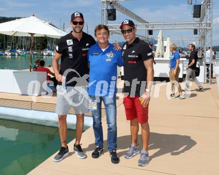 Beach Volleyball Major Series,  Pressekonferenz.  Clemens Doppler, Hannes Jagerhofer, Alexander Horst. Klagenfurt, 26.7.2016.
Foto: Kuess
---
pressefotos, pressefotografie, kuess, qs, qspictures, sport, bild, bilder, bilddatenbank