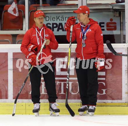 EBEL. Eishockey Bundesliga. KAC. Training. Patric Wener, Mike Pellegrims. Klagenfurt, am 27.7.2016.
Foto: Kuess
---
pressefotos, pressefotografie, kuess, qs, qspictures, sport, bild, bilder, bilddatenbank