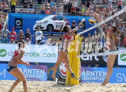 Beachvolleyball. Beach Volleyball Major Series.  Nadine STRAUSS, Teresa STRAUSS (AUT), Julia SUDE, (GER). Klagenfurt, 27.7.2016.
Foto: Kuess
---
pressefotos, pressefotografie, kuess, qs, qspictures, sport, bild, bilder, bilddatenbank