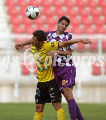 Fussball Regionalliga. SK Austria Klagenfurt gegen Allerheiligen. Luka Bjelica,  (Klagenfurt), Bastian Rupp (Allerheiligen). Klagenfurt, am 29.7.2016.
Foto: Kuess
---
pressefotos, pressefotografie, kuess, qs, qspictures, sport, bild, bilder, bilddatenbank