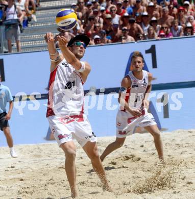 Beachvolleyball. Beach Volleyball Major Series.  Robin Valentin SEIDL, Alexander  Xandi HUBER (AUT). Klagenfurt, 29.7.2016.
Foto: Kuess
---
pressefotos, pressefotografie, kuess, qs, qspictures, sport, bild, bilder, bilddatenbank