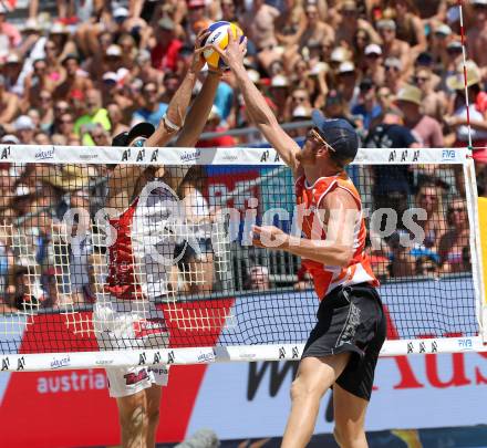 Beachvolleyball. Beach Volleyball Major Series.  Robin Valentin SEIDL (AUT), Alexander BROUWER,  (NED). Klagenfurt, 29.7.2016.
Foto: Kuess
---
pressefotos, pressefotografie, kuess, qs, qspictures, sport, bild, bilder, bilddatenbank