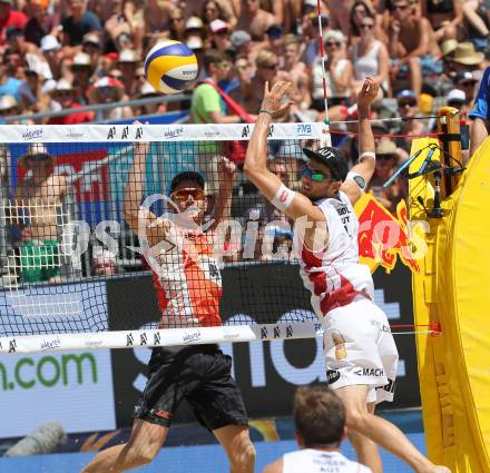 Beachvolleyball. Beach Volleyball Major Series.  Robin Valentin SEIDL (AUT), Alexander BROUWER,  (NED). Klagenfurt, 29.7.2016.
Foto: Kuess
---
pressefotos, pressefotografie, kuess, qs, qspictures, sport, bild, bilder, bilddatenbank