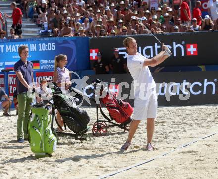 Beachvolleyball. Beach Volleyball Major Series.  Daniel Moretti, Jugend-Staatsmeister im Golf. Klagenfurt, 30.7.2016.
Foto: Kuess
---
pressefotos, pressefotografie, kuess, qs, qspictures, sport, bild, bilder, bilddatenbank