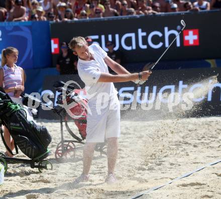 Beachvolleyball. Beach Volleyball Major Series.  Daniel Moretti, Jugend-Staatsmeister im Golf. Klagenfurt, 30.7.2016.
Foto: Kuess
---
pressefotos, pressefotografie, kuess, qs, qspictures, sport, bild, bilder, bilddatenbank