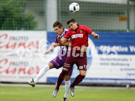 Fussball. Regionalliga. ATSV Wolfsberg gegen SK Austria Klagenfurt. Anze Pesl (Wolfsberg),  Julian Salentinig (Klagenfurt). Wolfsberg, 5.8.2016.
Foto: Kuess
---
pressefotos, pressefotografie, kuess, qs, qspictures, sport, bild, bilder, bilddatenbank