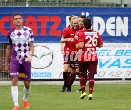 Fussball. Regionalliga. ATSV Wolfsberg gegen SK Austria Klagenfurt. Torjubel Marcel Maximilian Stoni (Wolfsberg). Wolfsberg, 5.8.2016.
Foto: Kuess
---
pressefotos, pressefotografie, kuess, qs, qspictures, sport, bild, bilder, bilddatenbank